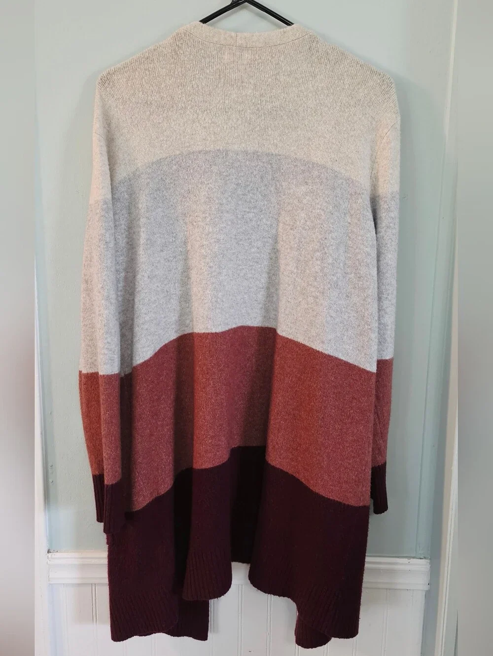 A New Day Colorblock Open-Front Long Cardigan Sweater